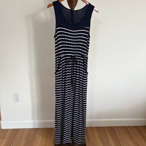Espresso Women's Size XL Navy Blue Striped Sleeveless Scoop Neck Tank Maxi Dress